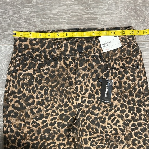NWT Express Ankle Legging High Rise Denim Jeans Leopard Print 0L - Picture 8 of 16